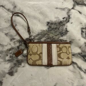 large vintage coach signature print wristlet